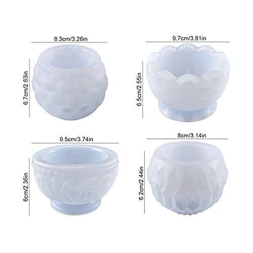 MCCKLE 4PCS Tealight Candle Holder Resin Molds Succulent Planter Silicone Molds for Resin Epoxy Casting Mold for DIY Candlestick Jewelry Box Flower Pot Wedding Home Table Decor - Image 2