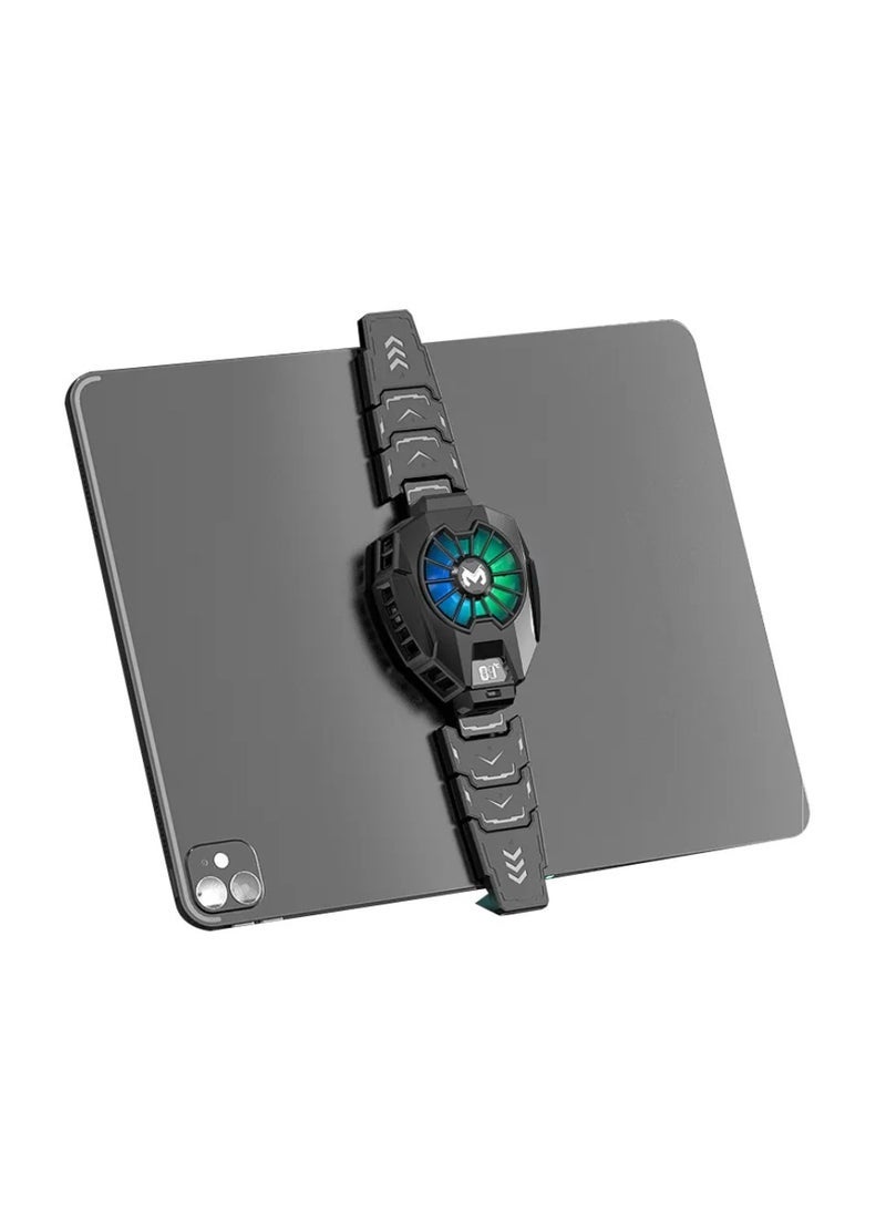 ELTRAZONE MEMO DL05 Tablet Gaming Cooler iPad Tablet Radiator Semiconductor Gaming Cooling Fan Tablet Cooler With RGB Light For Gamer Digital Display Heatsink Semiconductor Black - Image 2