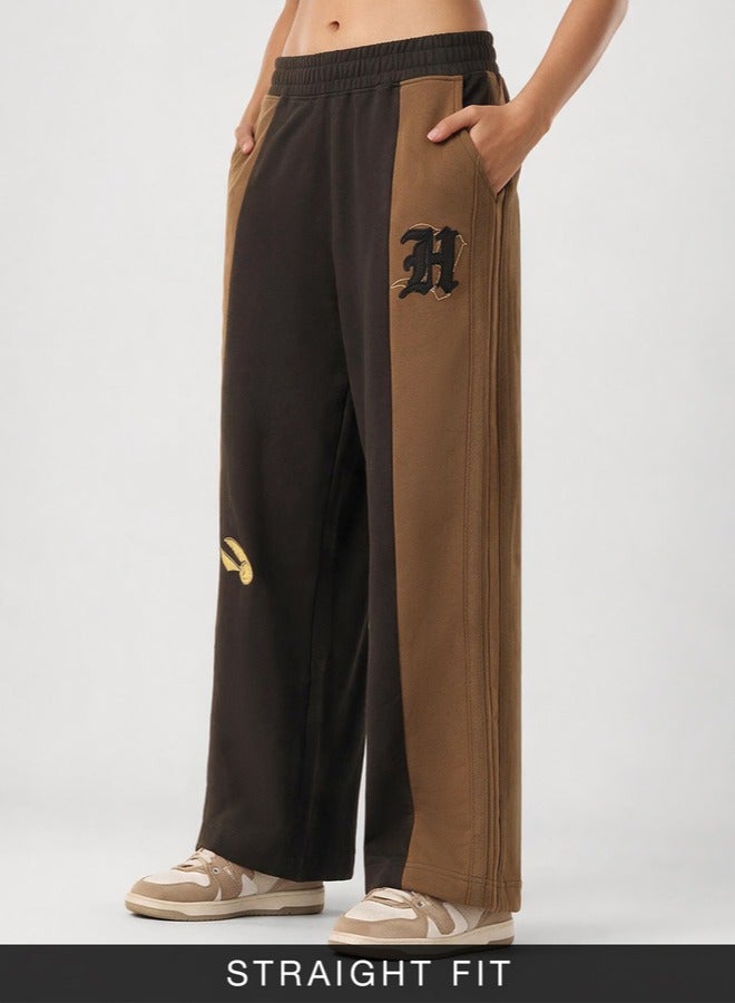 The Souled Store Women Harry Potter Embroidery Brown Straight Fit Joggers - Image 1