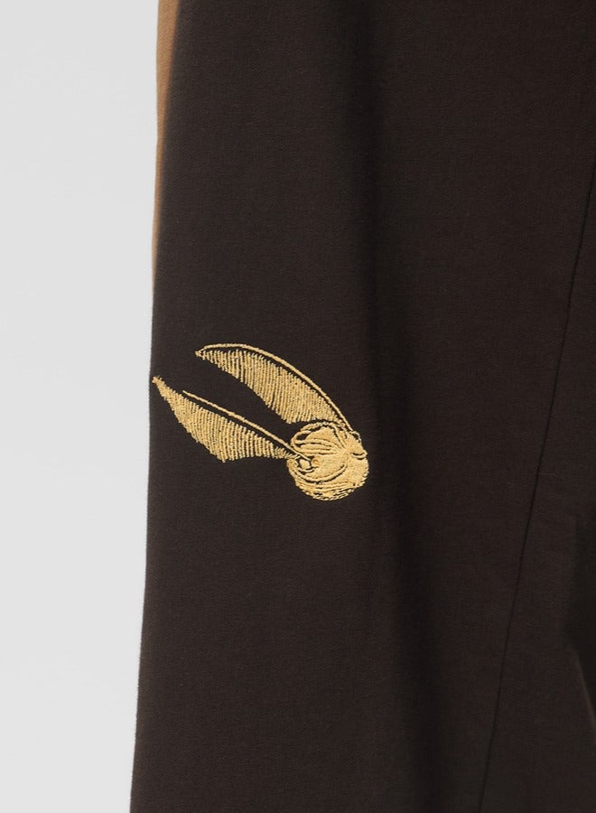 The Souled Store Women Harry Potter Embroidery Brown Straight Fit Joggers - Image 3