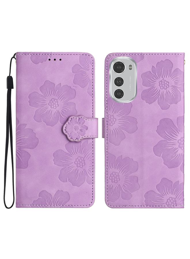 S-TOP Case For Motorola Moto E32 Flower Embossing Pattern Leather Phone Case - Image 1