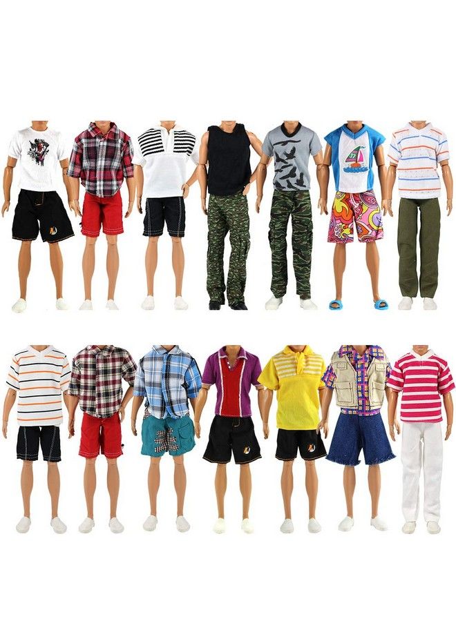 Barwa Lot 3 Sets Fashion Outfit Clothes 3 Tops With 3 Trousers For 12 Inch Boy Friend Doll - Image 3