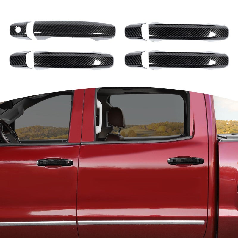 JOSHELA for Silverado Door Handle Cover Trim for Chevy SilveradoTahoe for GMC SierraYukon 20142018 Carbon Fiber Grain Exterior Accessories 4pcs - Image 2