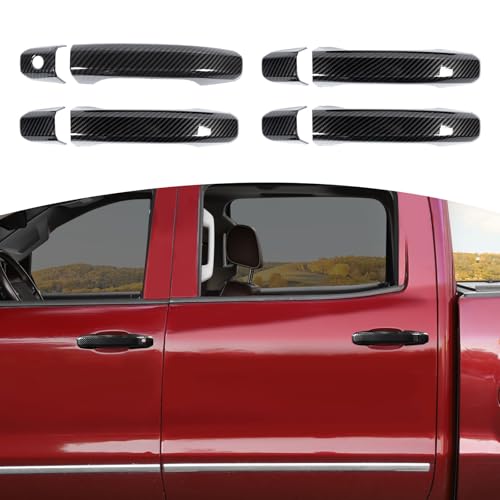 JOSHELA for Silverado Door Handle Cover Trim for Chevy SilveradoTahoe for GMC SierraYukon 20142018 Carbon Fiber Grain Exterior Accessories 4pcs - Image 1