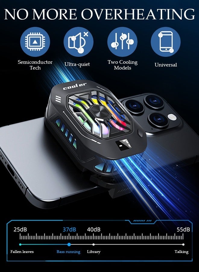 DUNISO Phone Cooler for Live Streaming and Gaming, Semi-Conductor Cooling Chip Mobile Phone Radiator with Adjustable 3 Gear Wind Speed and Adjustable Stand, Fit All Types of iPhone Android Smartphones - Image 3