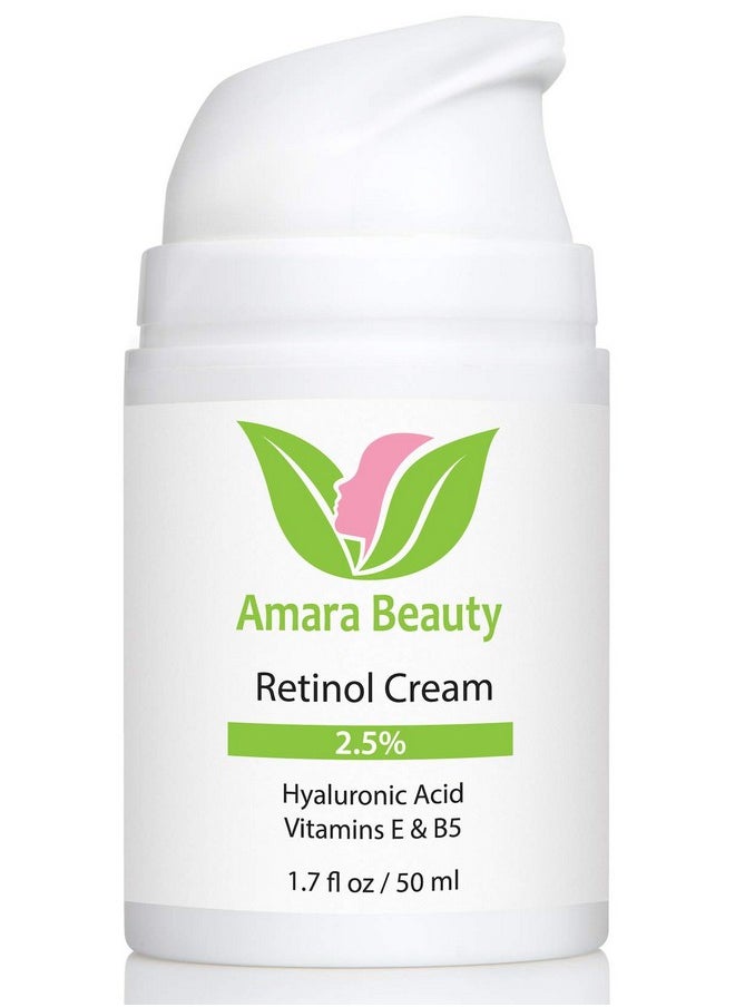 Amara Beauty Retinol Cream for Face 2.5% with Hyaluronic Acid & Vitamins E & B5, 1.7 fl. oz.  - Image 1