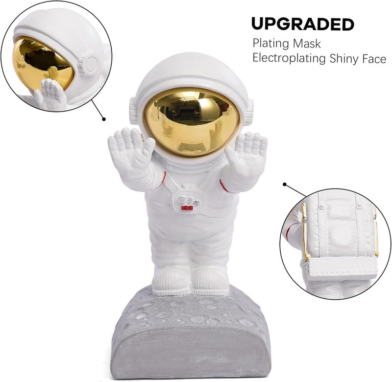 Kakizzy Decorative Space Theme Bookends - Astronaut Resin Bookends with Anti-Slip Base - Sturdy, Fun & Unique Book Holders for Heavy Books (Gold) - Image 3