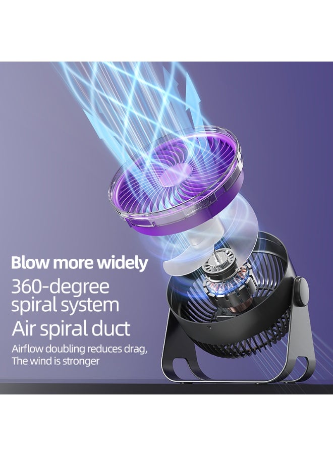 Generic Desk Fan, Dual-Mode Hanging or Standing, Multi Scene Turbo, 5-Speed Breeze, 90° Adjustable Airflow & Ambient Night Light，Long-Lasting with 8-12 hours, fast charge in 2 hours，purple and white  - Image 4
