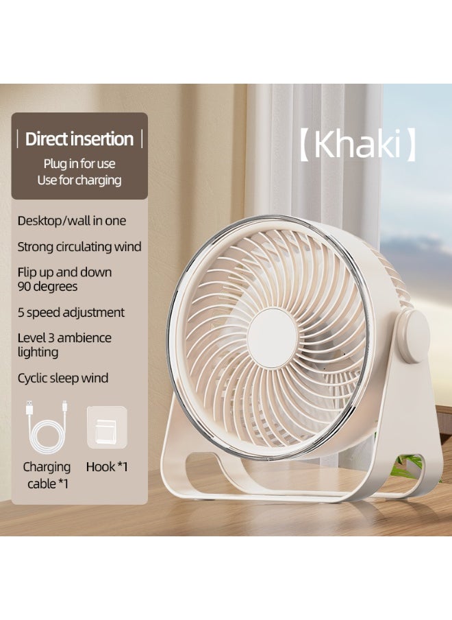 Generic - Desk Fan, Dual-Mode Hanging or Standing, Multi Scene Turbo, 5-Speed Breeze, 90° Adjustable Airflow & Ambient Night Light，Long-Lasting with 8-12 hours, fast charge in 2 hours，purple and white - Image 1