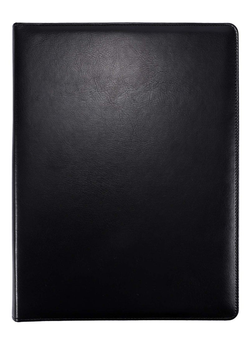 SYOSI Padfolio Folder Clipboard, Professional Leather Office Conference Executive Business Portfolio Case with Document Sleeve A4 Size Clipboard, Card Holders, calculator, Black  - Image 3