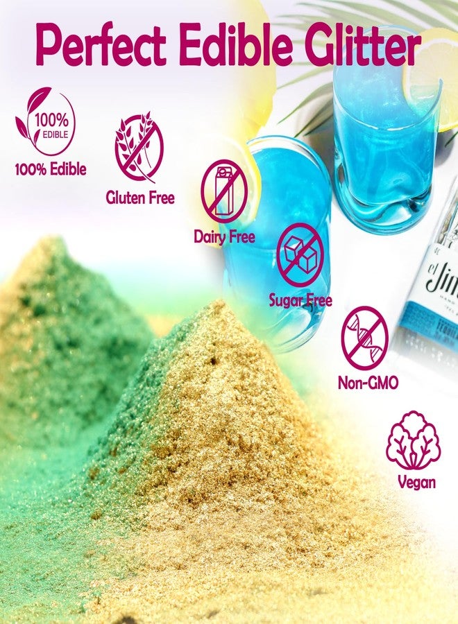ERCorArt Edible Glitter - 6 Colors Luster Dust Edible, Food Grade Cake Decorating Shimmering Glitter for Drinks, Powder Glitter for Fondant, Chocolate, Candy, Cookie- 3g, Vegan - Image 4