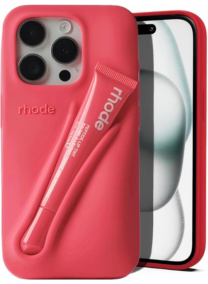 رود جراب هاتف Rhode Iphone 15 Pro مع حامل مرطب الشفاه في العبوة الأصلية، جراب هاتف متعدد الوظائف مع حقيبة سفر أنيقة من السيليكون - Image 1