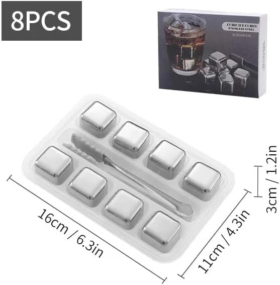 Honexa Exclusive Stainless Steel Whiskey Stones High Cooling Technology Ice Cubes Chilling Rocks Reusable Wine Stone Durable Beer Drink Freezer Cooler Rock for Christmas and Birthday Gifts Set of 8 - Image 2