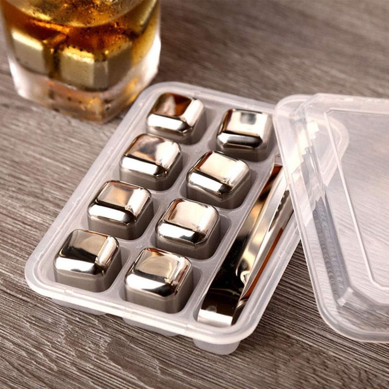 Honexa Exclusive Stainless Steel Whiskey Stones High Cooling Technology Ice Cubes Chilling Rocks Reusable Wine Stone Durable Beer Drink Freezer Cooler Rock for Christmas and Birthday Gifts Set of 8 - Image 5