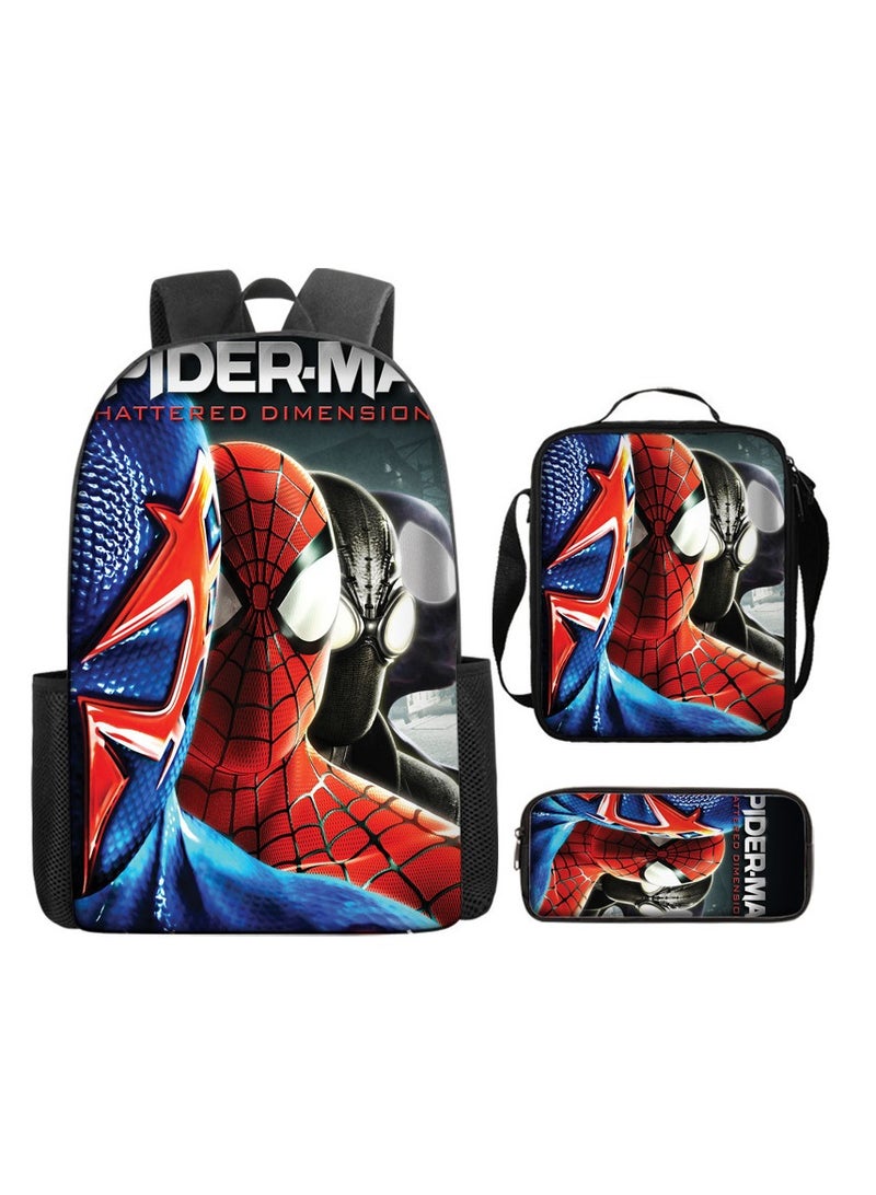 Naruto Spiderman Hero Cartoon Backpack Three-Piece Set 29*42*16cm