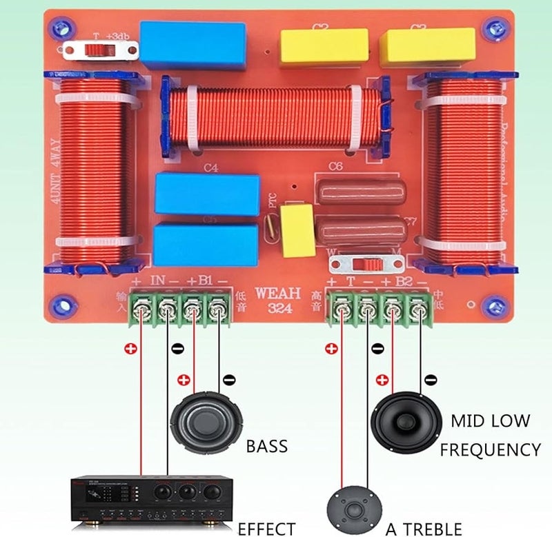 400W 3 اتجاه مكبر صوت تقاطع تردد قابل للتعديل جهير تريبل لعشاق الصوت - Image 3