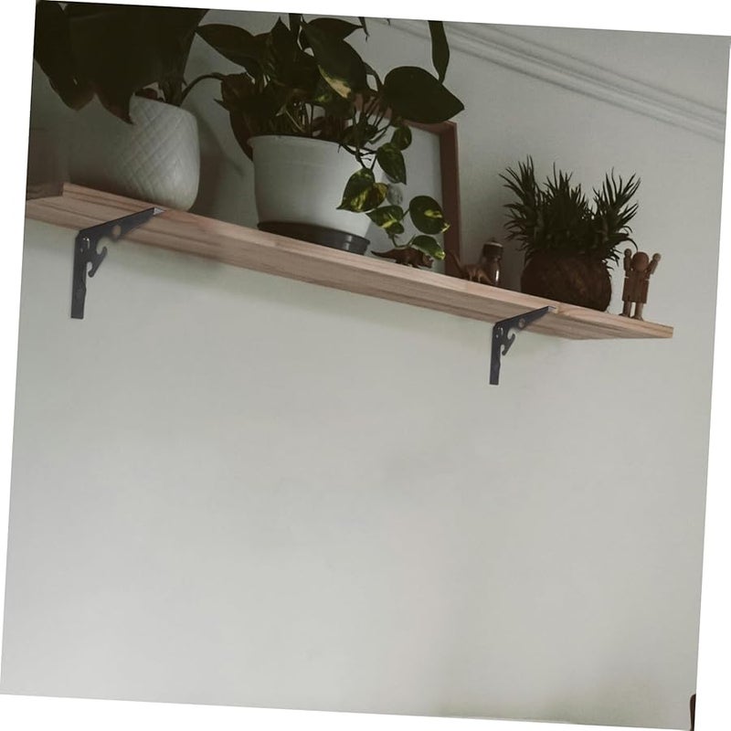 Tehaux Heavy Duty Metal Shelf Brackets 2Pcs Black Wall Mounted Floating Shelves Support - Image 3