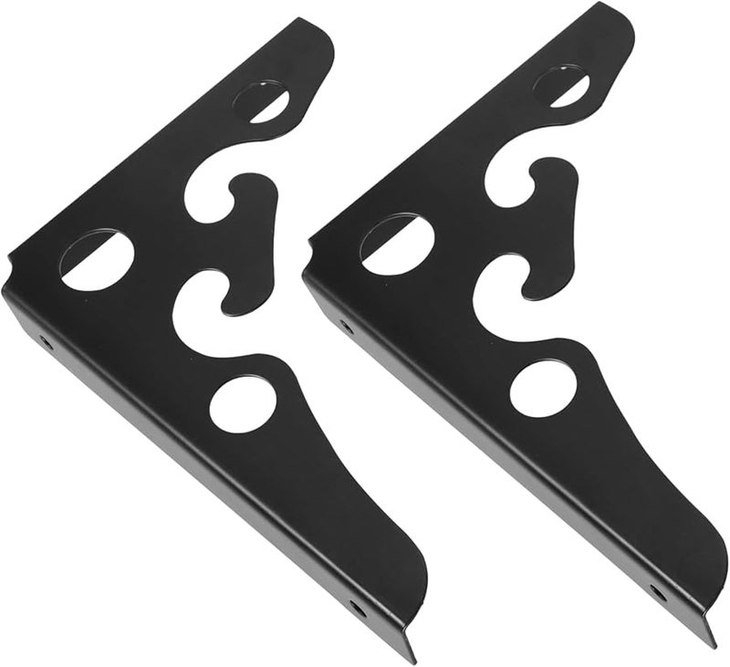 Tehaux Heavy Duty Metal Shelf Brackets 2Pcs Black Wall Mounted Floating Shelves Support - Image 2