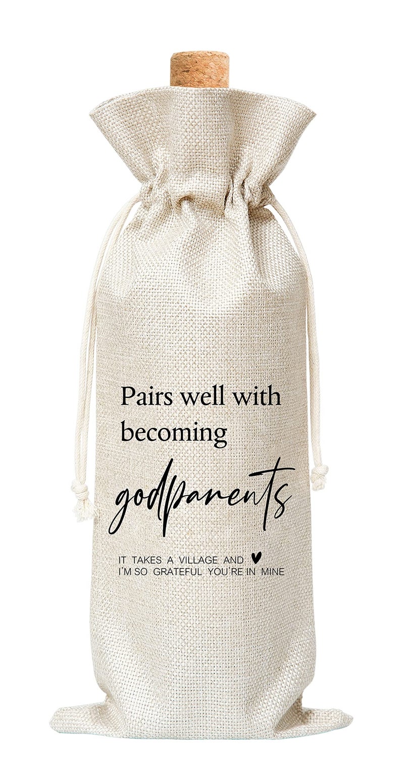 Tedea Godparents Proposal Gifts God Parents Presents Proposal Gifts From Godchild Will You Be My Godparents Wine Bag For Godparent Proposal Godfather Godmother 1 Pc Burlap Wine Bottle Cover Bag A01 