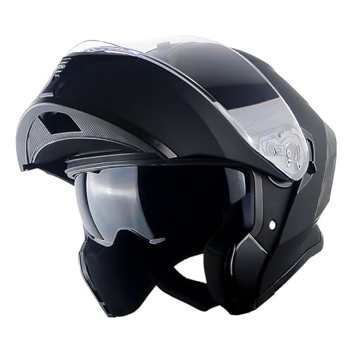 1Storm خوذة دراجة نارية جديدة 1Storm قابلة للتعديل كاملة الوجه مع واقي شمس مزدوج وضوء خلفي LED قابل للشحن: أسود غير لامع - Image 2