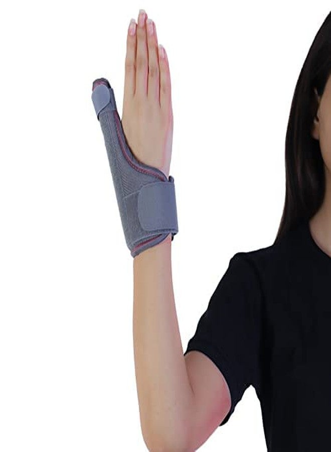 SpiffySky Thumb Spica Splint/Thumb Support for Right and Left Hand, Universal Size, Grey, Breathable Fabric, Removable Malleable Splint for Thumb Immobilization, Ideal for Thumb Injuries and Arthritis - Image 1