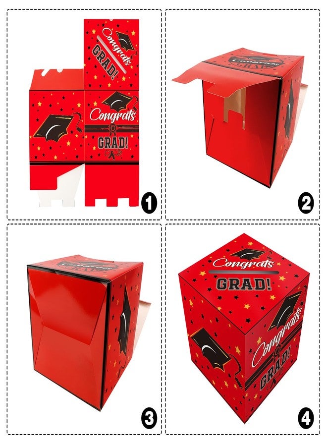 QIHOMPIB Graduation Card Box, Red, 9 x 9 x 9 Inches, Class of 2025 Graduation Gift Box, Money Box, Party Favors, Supplies - Image 3