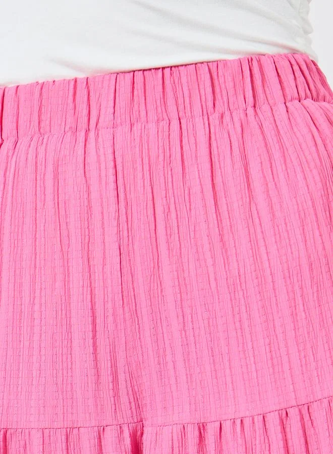 Take Two  Pink Textured Tiered Palazzo Pants for Women | Best Price UAE