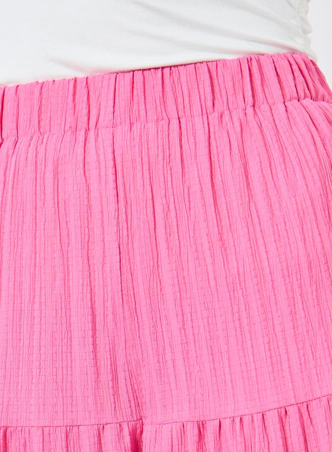 تايك تو بنطال بلازو وردي بطبقات ونقشة بارزة - Image 3