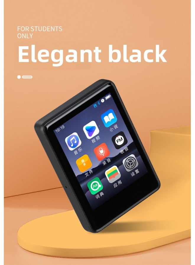 Beauenty 2.4-inch Full-touch Mp4 Player Bluetooth Electronic Book Study Recording Radio Broadcasting Video Player P3-Body Color:Black-Memory Capacity:Complete Set With 16GB Memory Card - Image 1