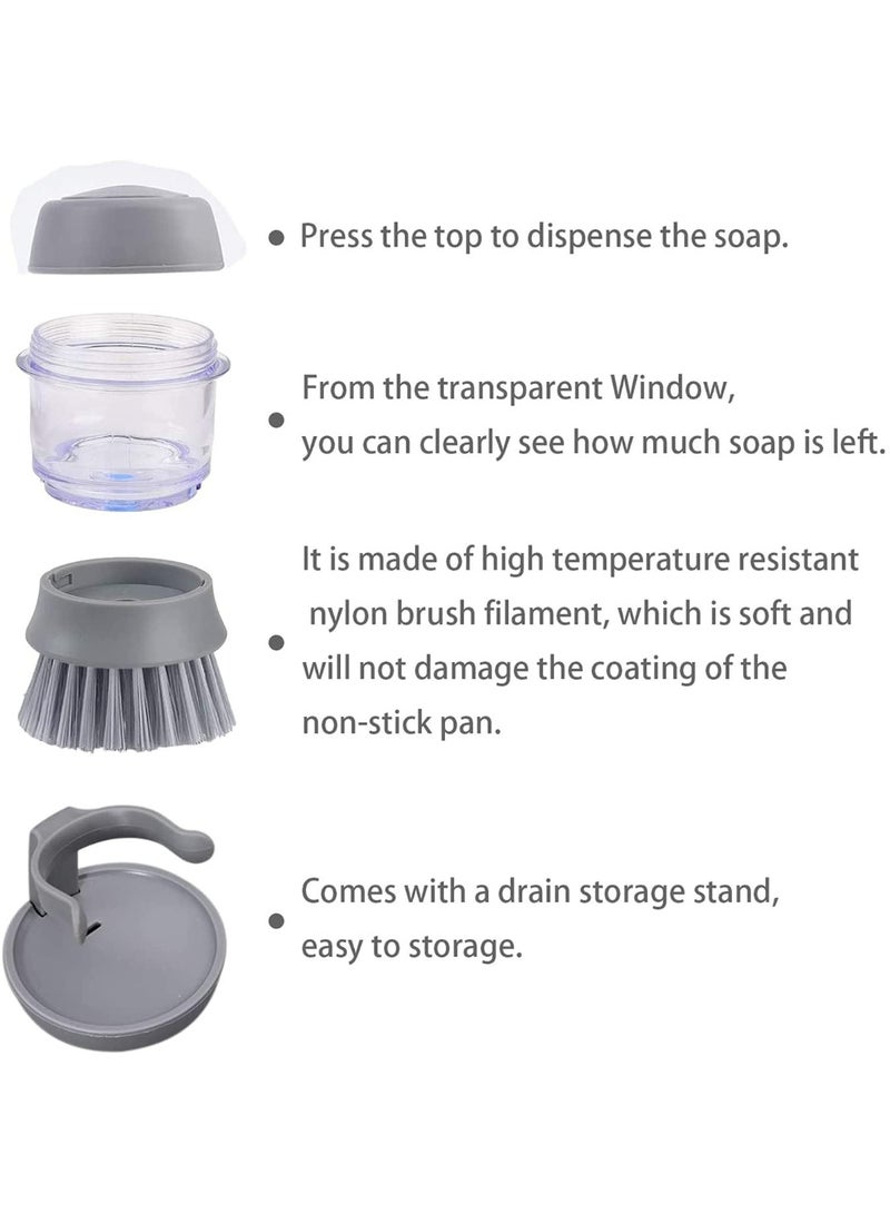 Palm Scrub Brush Soap Dispenser Grey/Clear 8.8x9.5x13.5centimeter - Image 2