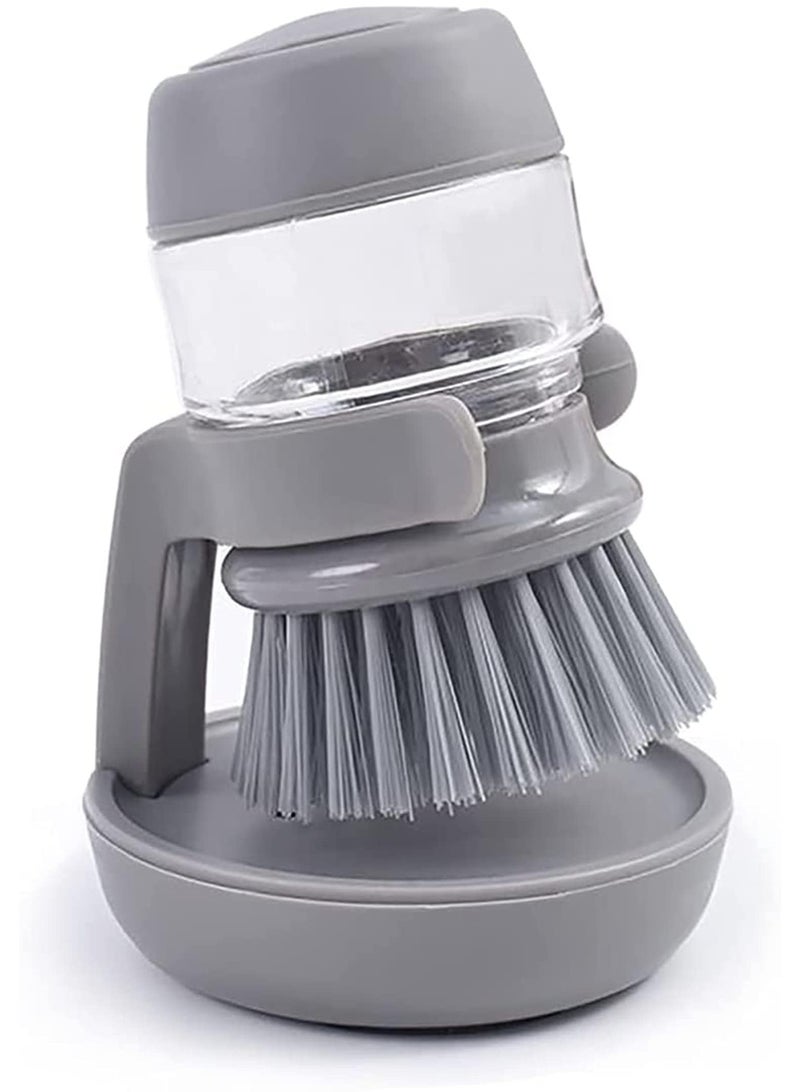 Palm Scrub Brush Soap Dispenser Grey/Clear 8.8x9.5x13.5centimeter - Image 1