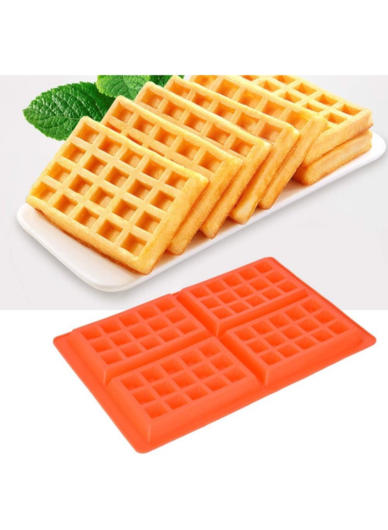 Jerliflyer Silicone Waffle Making Mold, Easy to Remould Waffle Maker Baking Pan Mold for Waffle Cake Chocolate Craft Candy Soap Baking (4 even square)