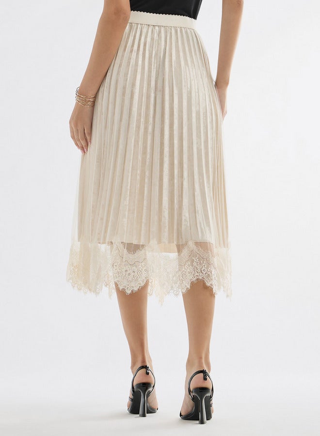 Splash FAV Lace Detail Pleated Asymmetric Midi Skirt - Image 3