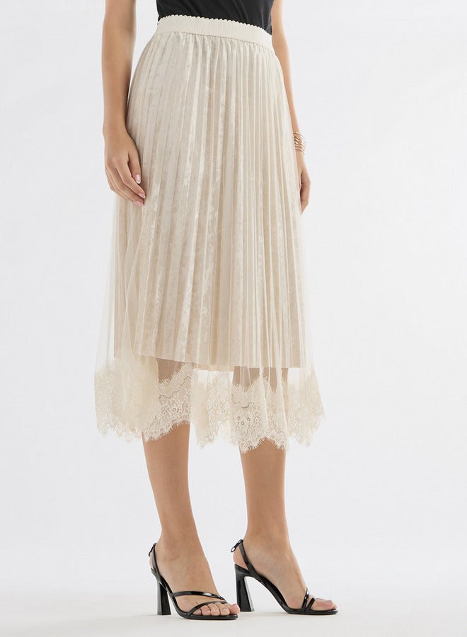 Splash FAV Lace Detail Pleated Asymmetric Midi Skirt - Image 1