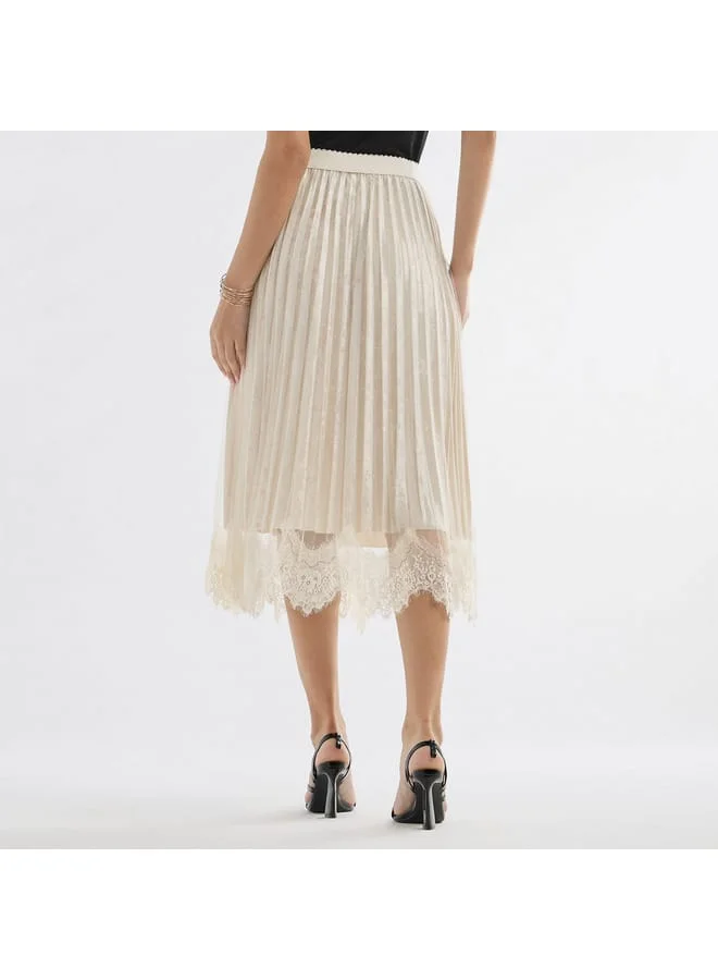 Splash FAV Lace Detail Pleated Asymmetric Midi Skirt