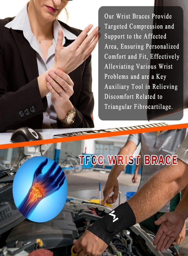 FVVWVV 2 Pcs Soft Wrist Brace, Adjustable Wrist Support for Sprains, Fitness, Sports,Carpal Tunnel, Weightlifting, Wrist Compression Strap Pain Relief Wear Anywhere, Fits 6" to 8.3" (Black) - Image 3