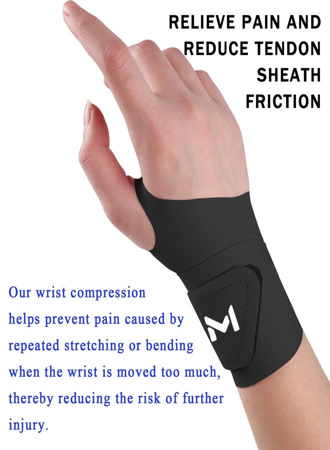 FVVWVV 2 Pcs Soft Wrist Brace, Adjustable Wrist Support for Sprains, Fitness, Sports,Carpal Tunnel, Weightlifting, Wrist Compression Strap Pain Relief Wear Anywhere, Fits 6" to 8.3" (Black) - Image 4
