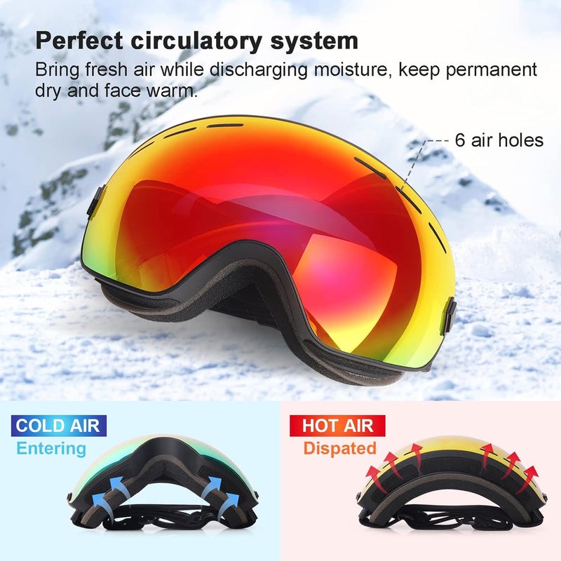 EXP VISION Snowboard Ski Goggles Men Women Youth, Anti Fog OTG Winter Snow Goggles Spherical Detachable Lens - Image 4