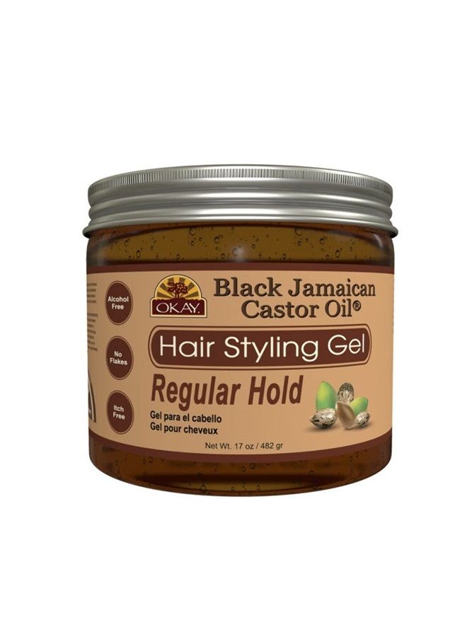 OKAY BLACK JAMAICAN HAIR STYLING GEL, REGULAR HOLD 17OZ - Image 1
