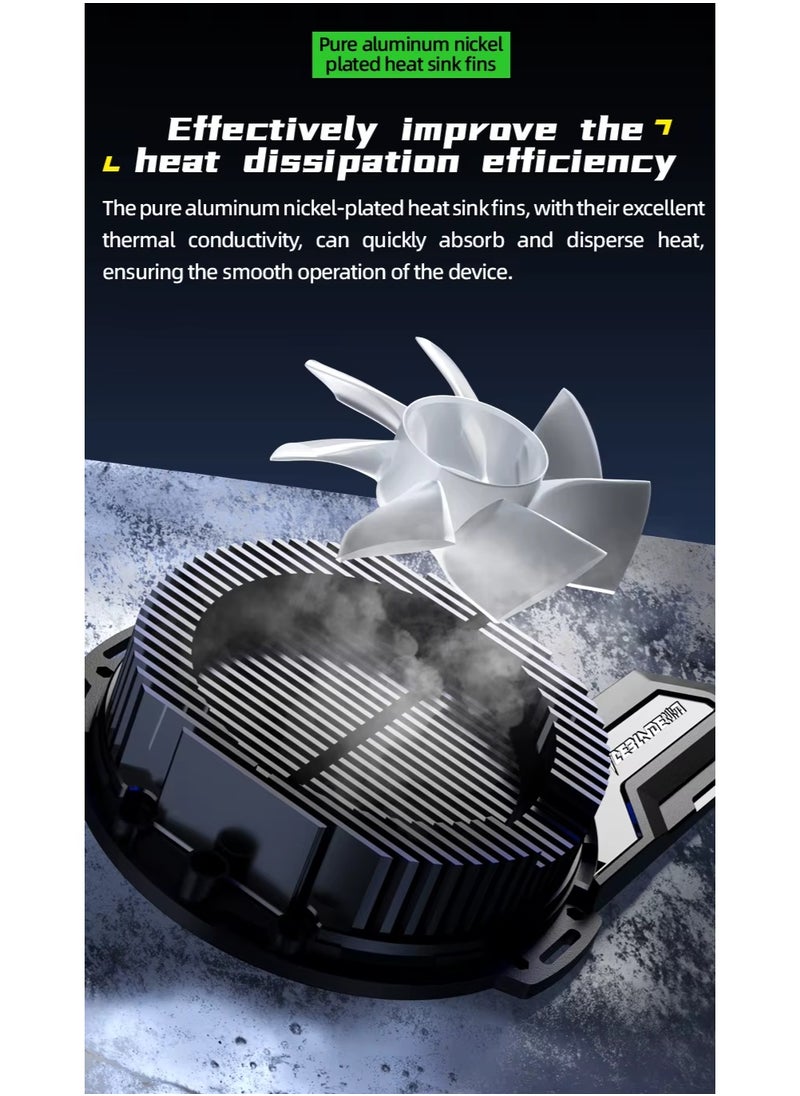 piva PIVA B20 Mobile Water Cooling Fan with Extra CPU Cooling Space, 20W Power, Large Area Heat Dissipation Plate Cover, RGB Lighting Adjustment, Three Lighting Effect Modes  - Image 5