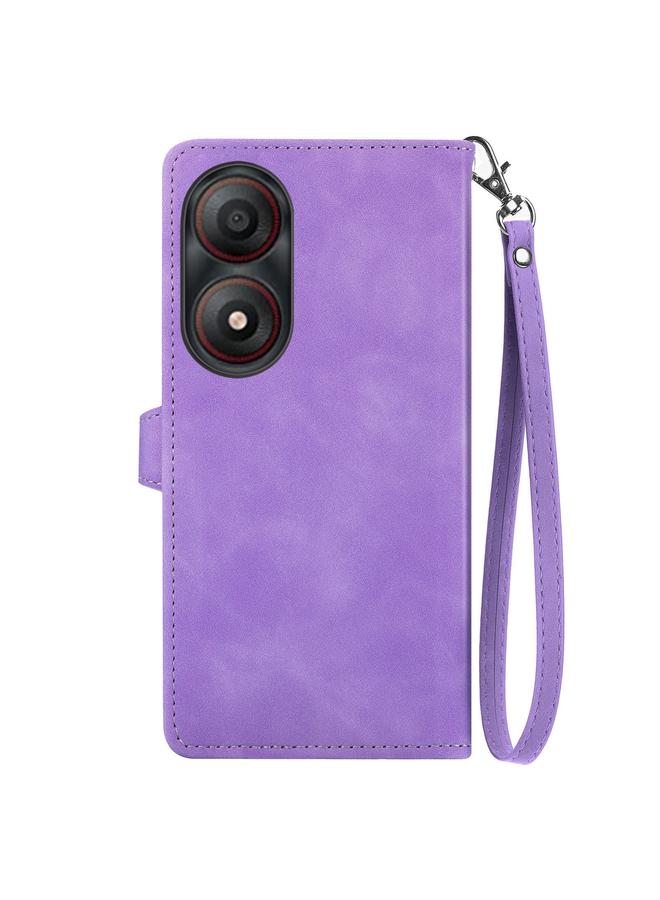 erorex Case For ZTE Blade A34 Embossed Flower Zipper Leather Phone Case - Image 3