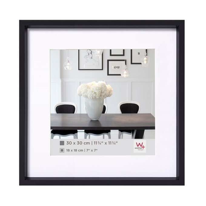 PICTURE FRAME BLACK 20 X 20 CM WITH PASSEPARTOUT STEEL STYLE PLASTIC FRAME ES220B