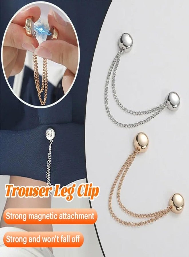 KICKZU 2Pcs Magnetic Clothing Clips, Multi-Function Magnetic Clothing Clip, Securely Hold Fabrics in Place, Magnets with Chain for Scarves, Hijab, Trousers, Saree, Jeans, Blazer, Trousers (Gold) - Image 4