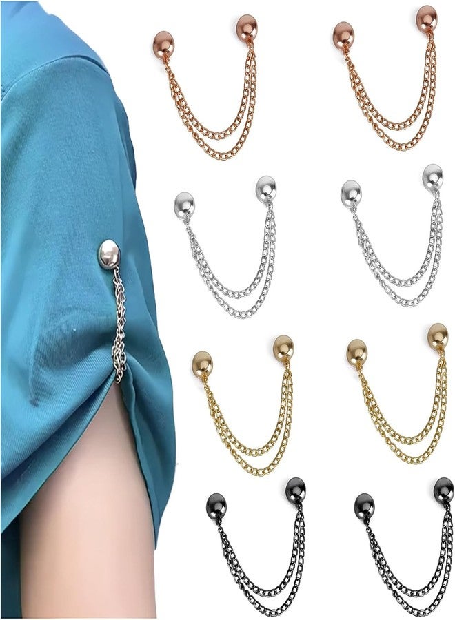 KICKZU 2Pcs Magnetic Clothing Clips, Multi-Function Magnetic Clothing Clip, Securely Hold Fabrics in Place, Magnets with Chain for Scarves, Hijab, Trousers, Saree, Jeans, Blazer, Trousers (Gold) - Image 1