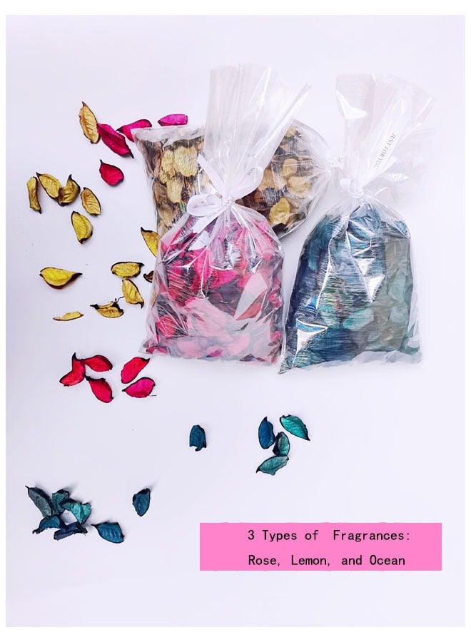 3 Bags of Dry Flowers Fragrant Bags, With Fragrances Of Roses, Lemon And Ocean  For Drawers Or Closets, Fragrance For Bathroom, Car Freshener, Etc  - Image 1
