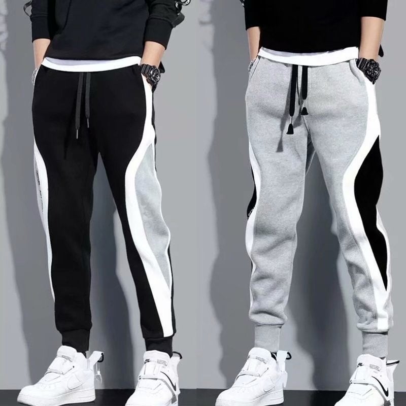 Fashionable Brand Sweatpants, Loose Leg-Tie Trendyy Casual Sweatpants for Boys and Teenagers, Korean Style Splicing Pants, Large Stripesd Casual - Image 2
