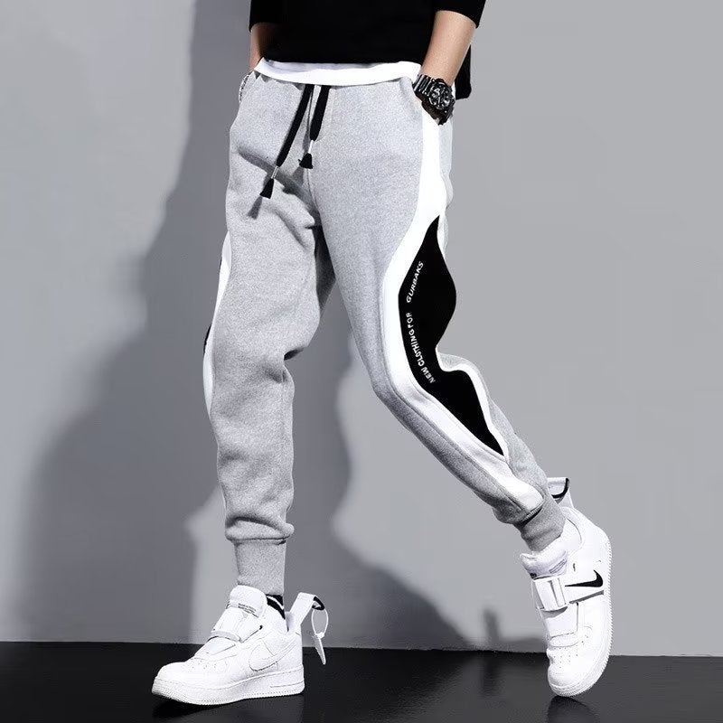 Fashionable Brand Sweatpants, Loose Leg-Tie Trendyy Casual Sweatpants for Boys and Teenagers, Korean Style Splicing Pants, Large Stripesd Casual - Image 5