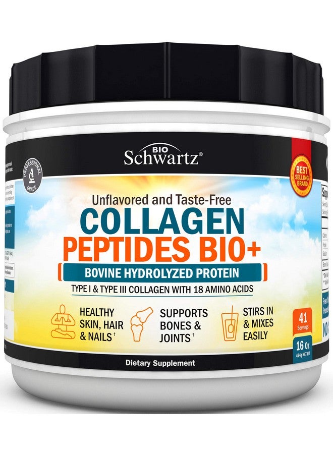 BioSchwartz مسحوق ببتيدات الكولاجين من لحم العشب مع الأحماض الأمينية يعزز صحة البشرة والشعر والأظافر دعم العظام والمفاصل مهدرج بدون نكهة غير معدّل وراثيًا خالي من الغلوتين سهل الخلط 16 أونصة - Image 1