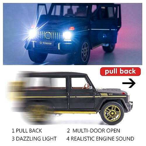 BDTCTK 1/24 Benz G63 AMG Model Car, Zinc Alloy Pull Back Toy car with Sound and Light for Kids Boy Girl Gift(Black) - Image 3