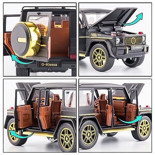 BDTCTK 1/24 Benz G63 AMG Model Car, Zinc Alloy Pull Back Toy car with Sound and Light for Kids Boy Girl Gift(Black) - Image 4